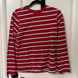 Red and White Striped Long Sleeve Shirt